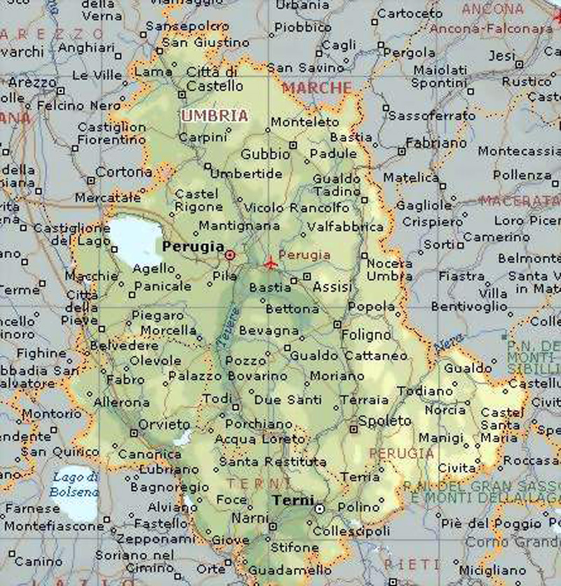 mappa georafica umbria